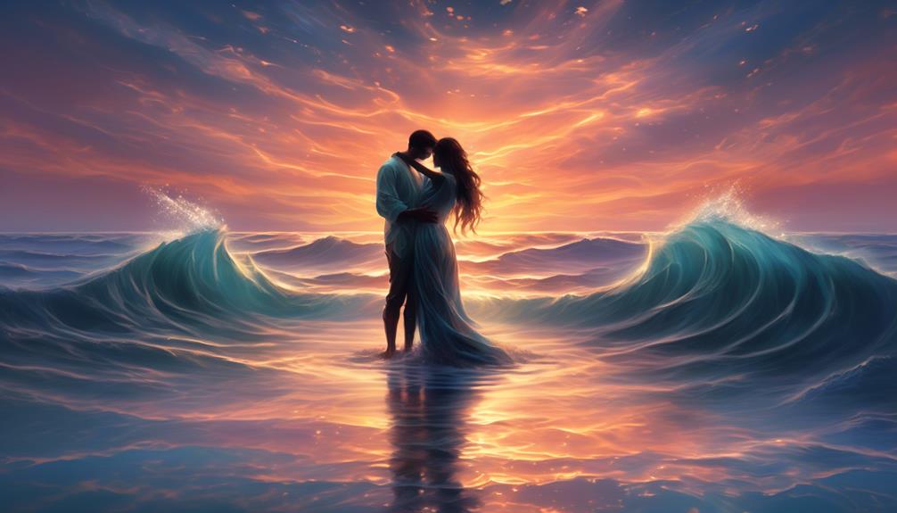 romantic love reflected in water s waves