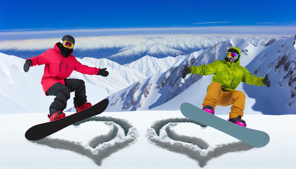 snowboarding romance on snowy slopes